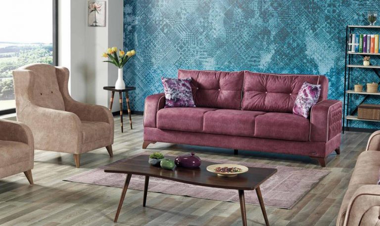 ELIF – Couchgarnitur Lila Braun – Erkan Möbel