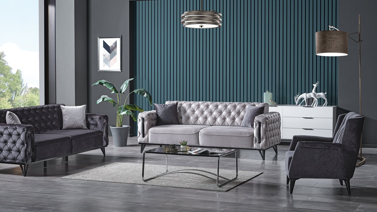 Hanedan Couchgarnitur Grau